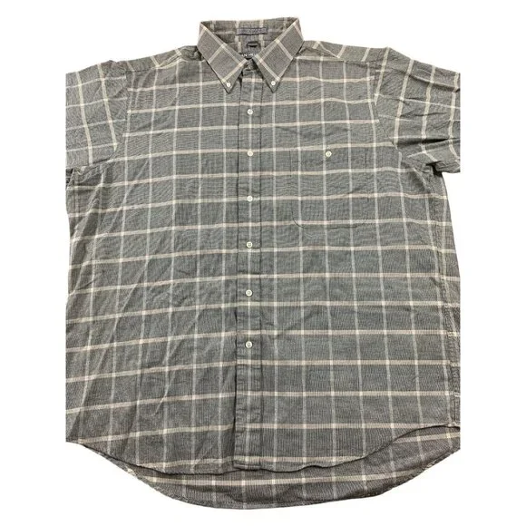 Van Heusen Mens Top Button Up Long Sleeve Gray Plaid Dress Shirt Size 17.5 32/33 - Picture 4 of 14